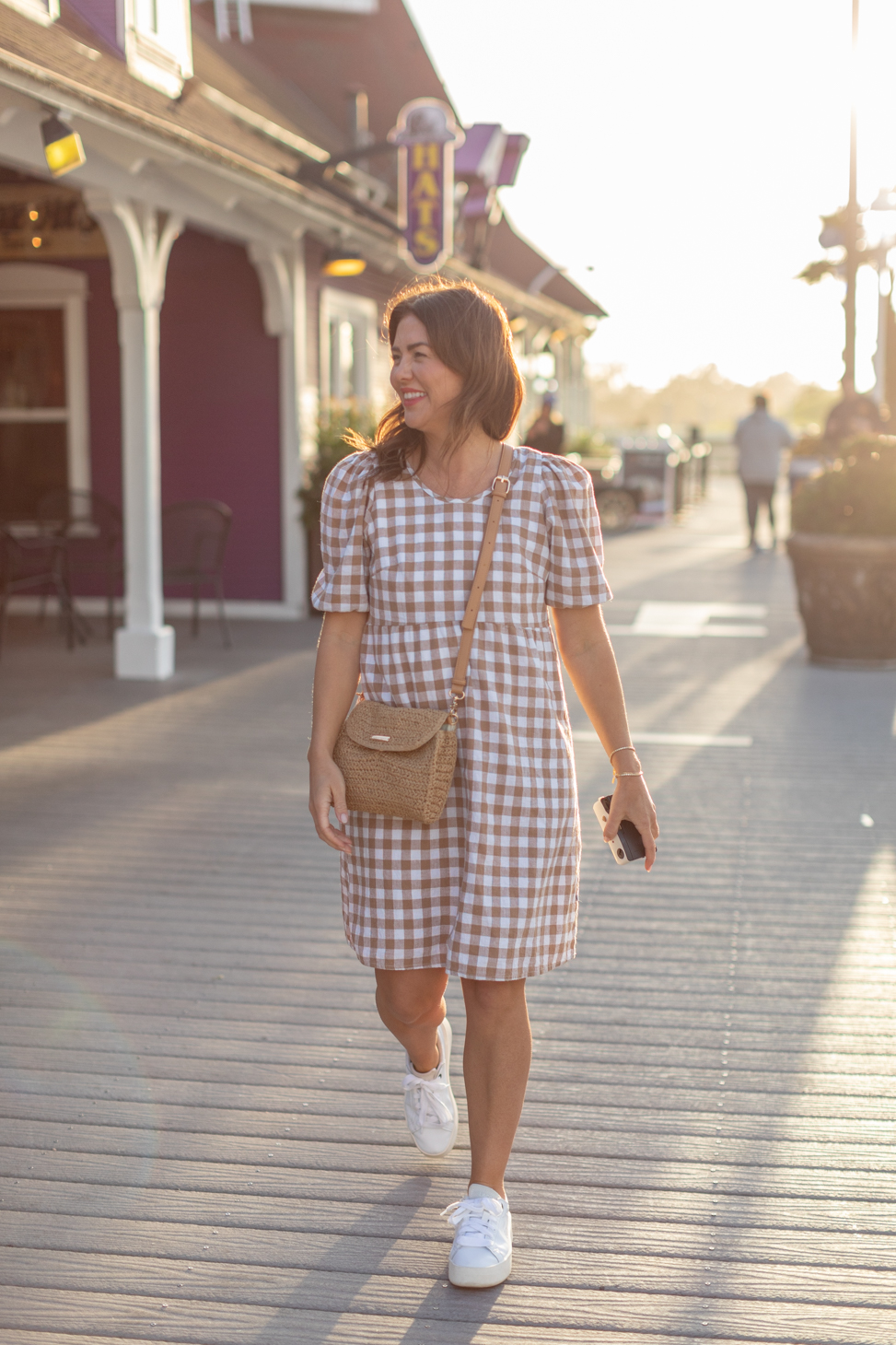 Jillian wearing the handmade North Kinder Gingham Jilly Dress for The Jilly Box