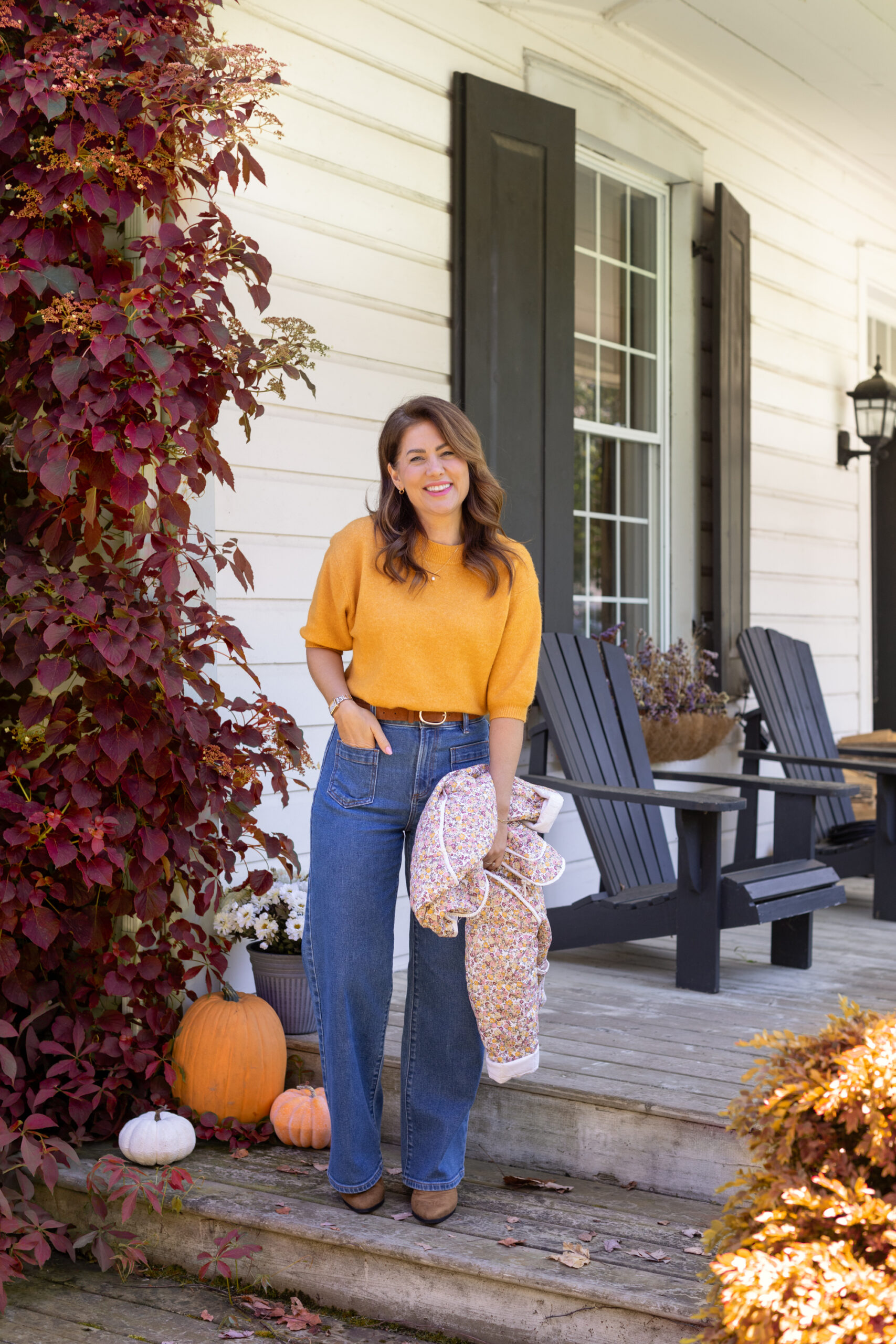 Jillian Harris wearing the Harvest Hues Sweater from the Jillian Harris x Joe Fresh x Life At Home™ Fall Collection