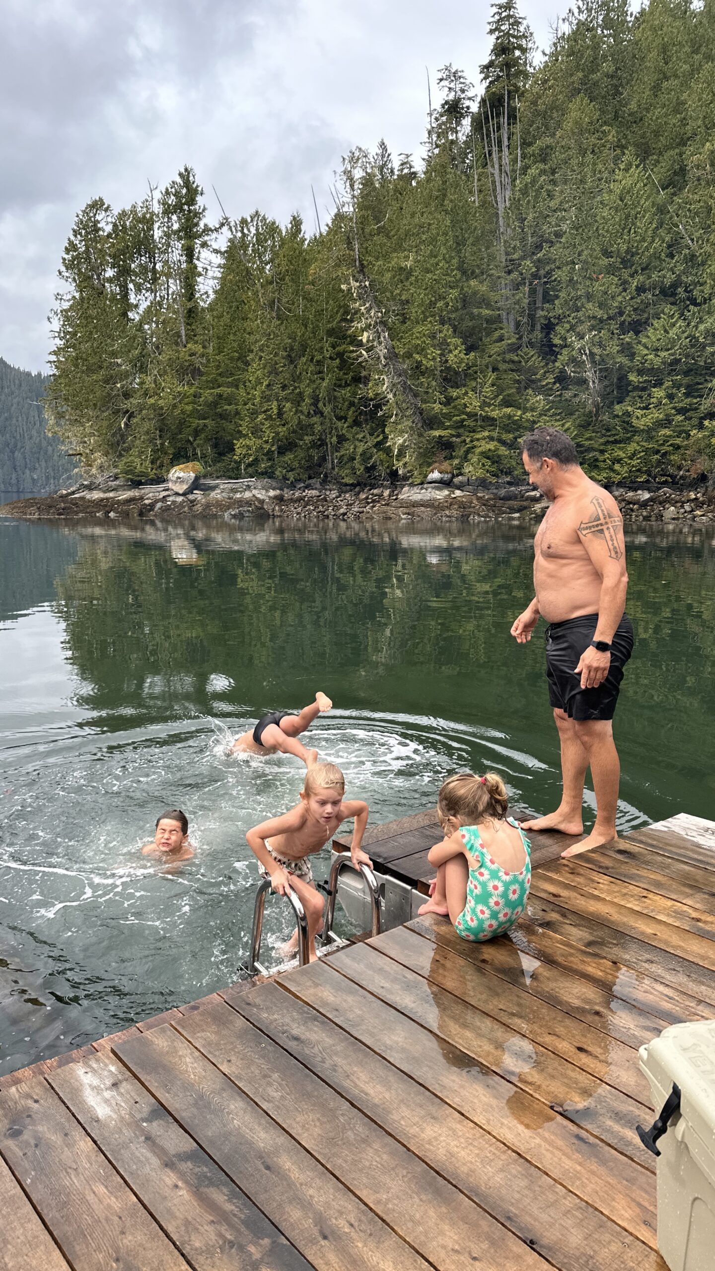 The kids swimming at Nimmo Bay