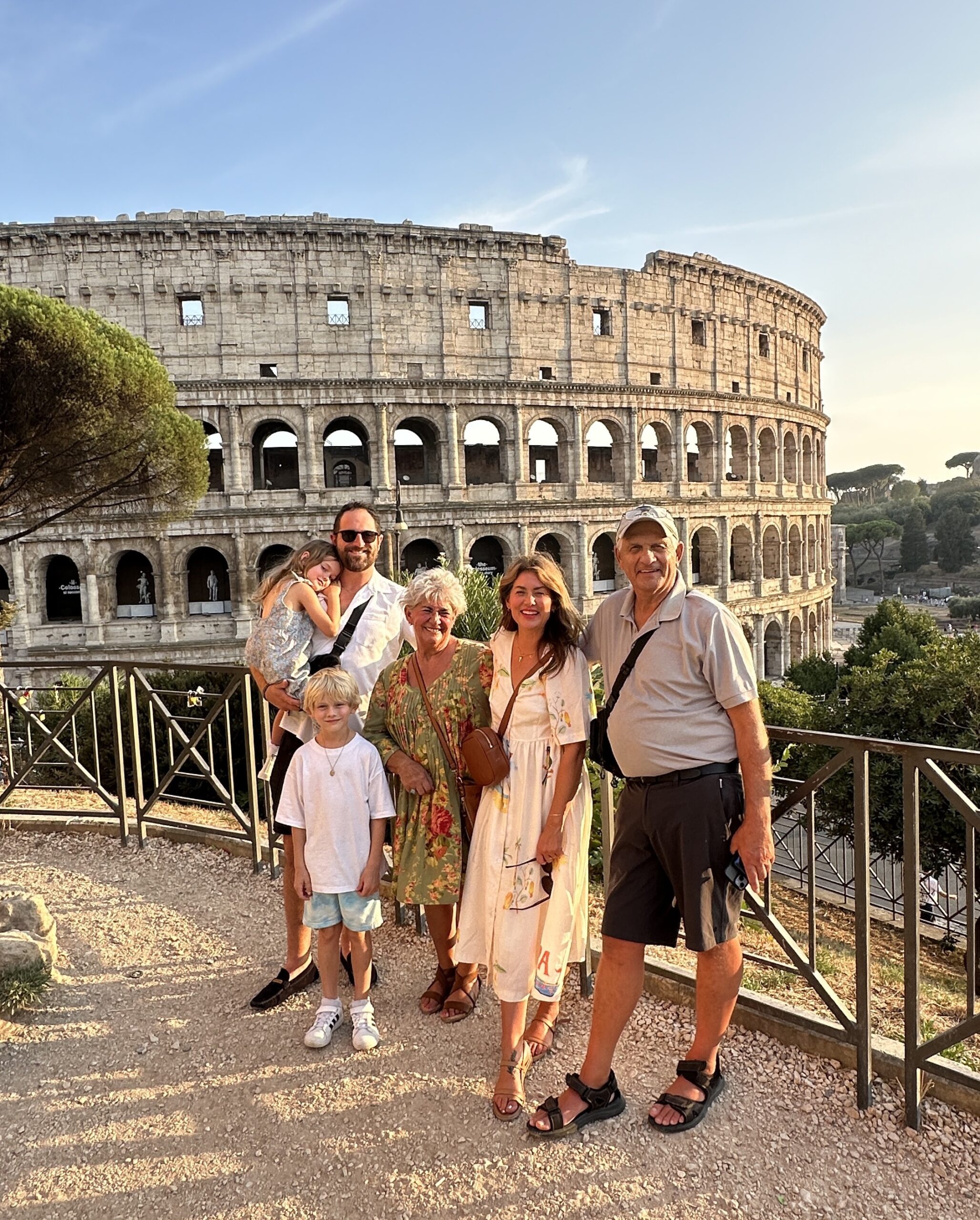 Jillian Harris and family in front of the Roman Colosseum