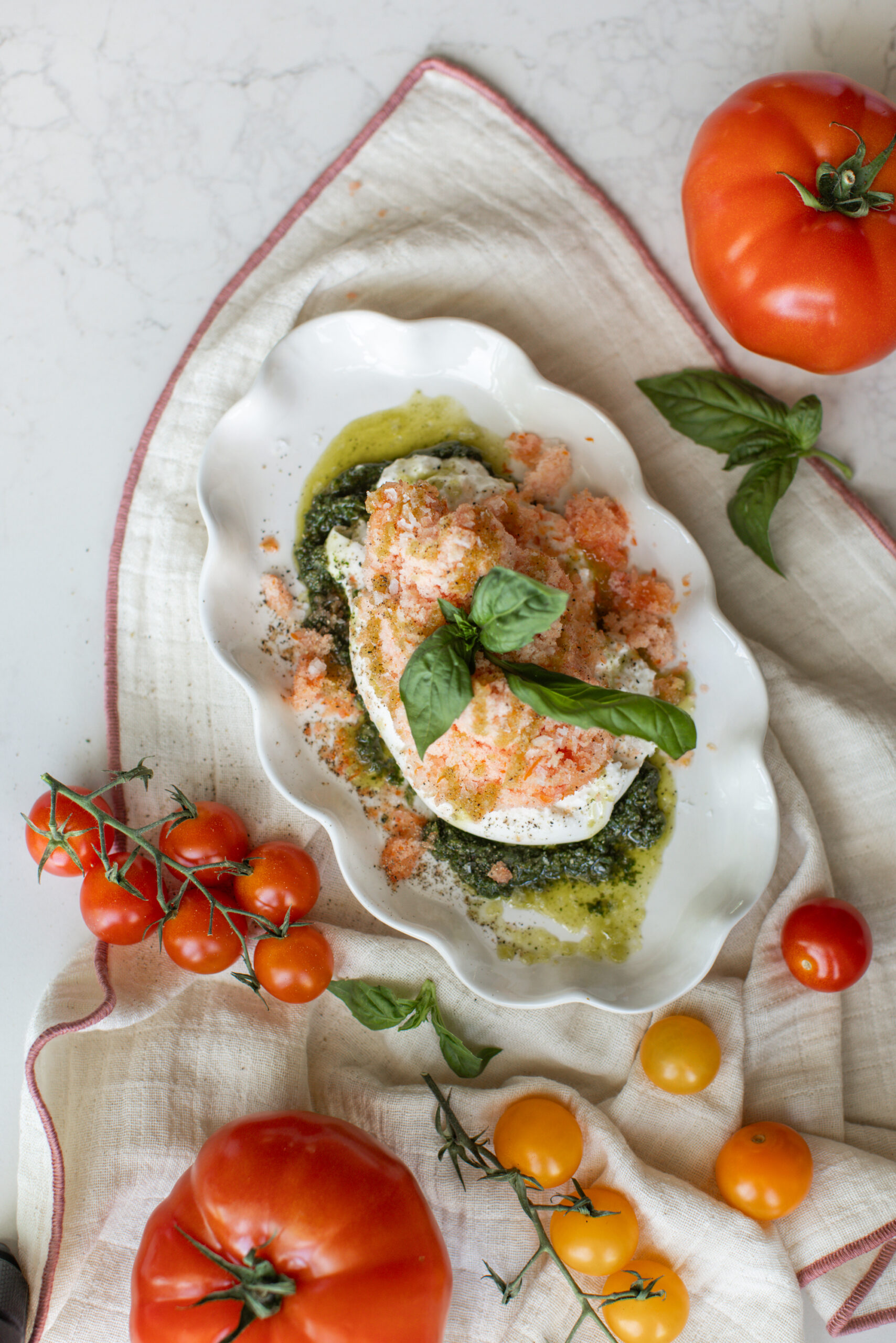 Frozen tomato burrata