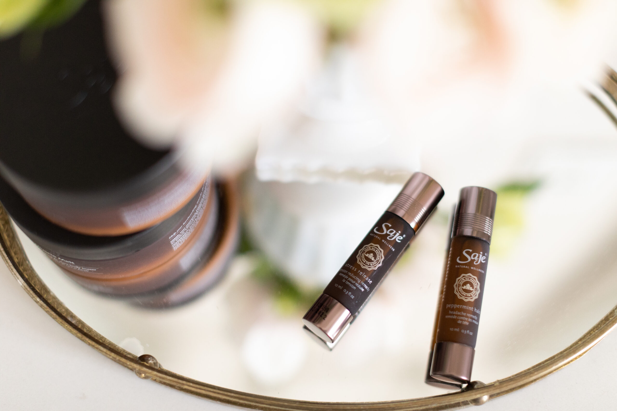 saje stress release and peppermint halo