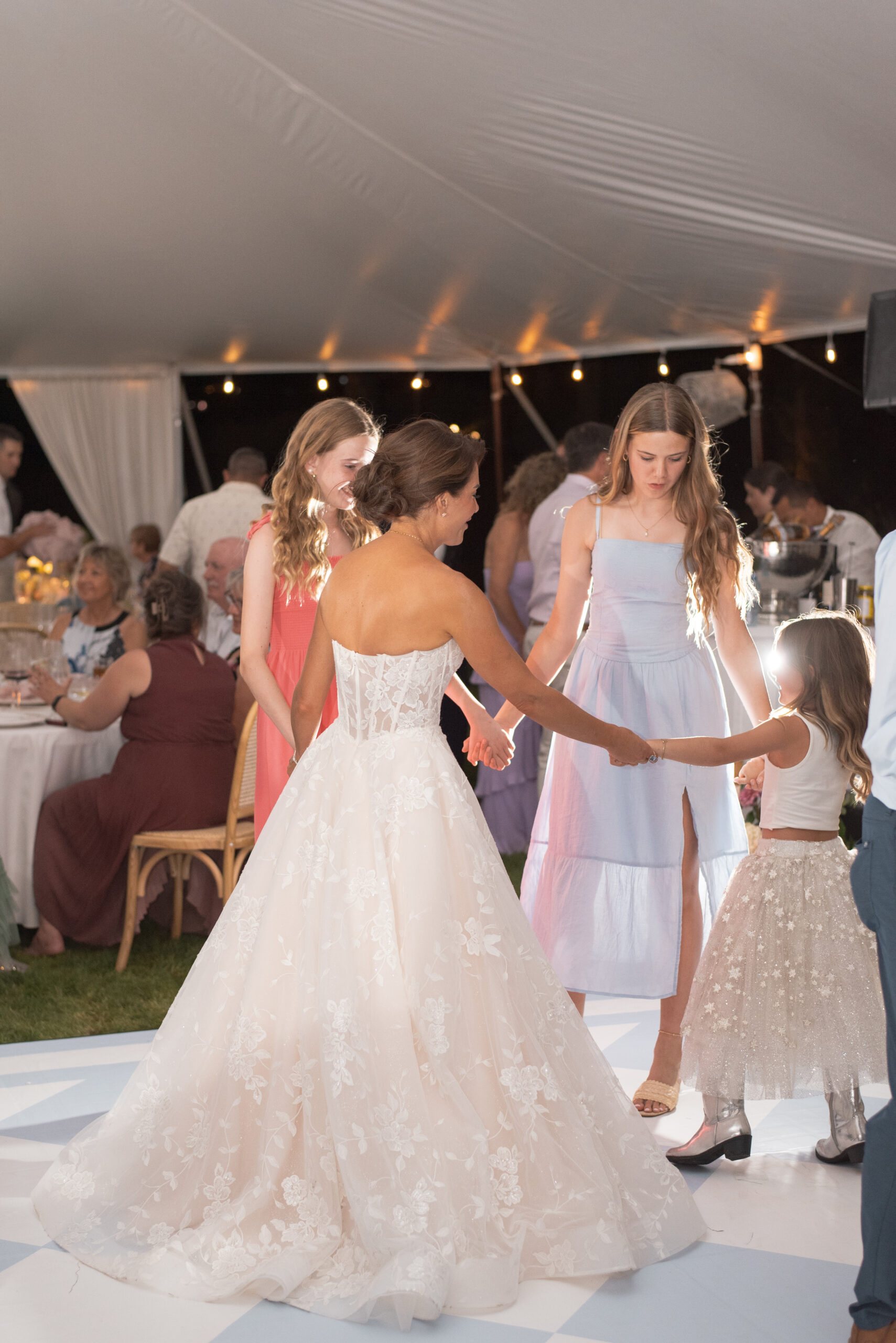 Jillian Harris in strapless wedding dress