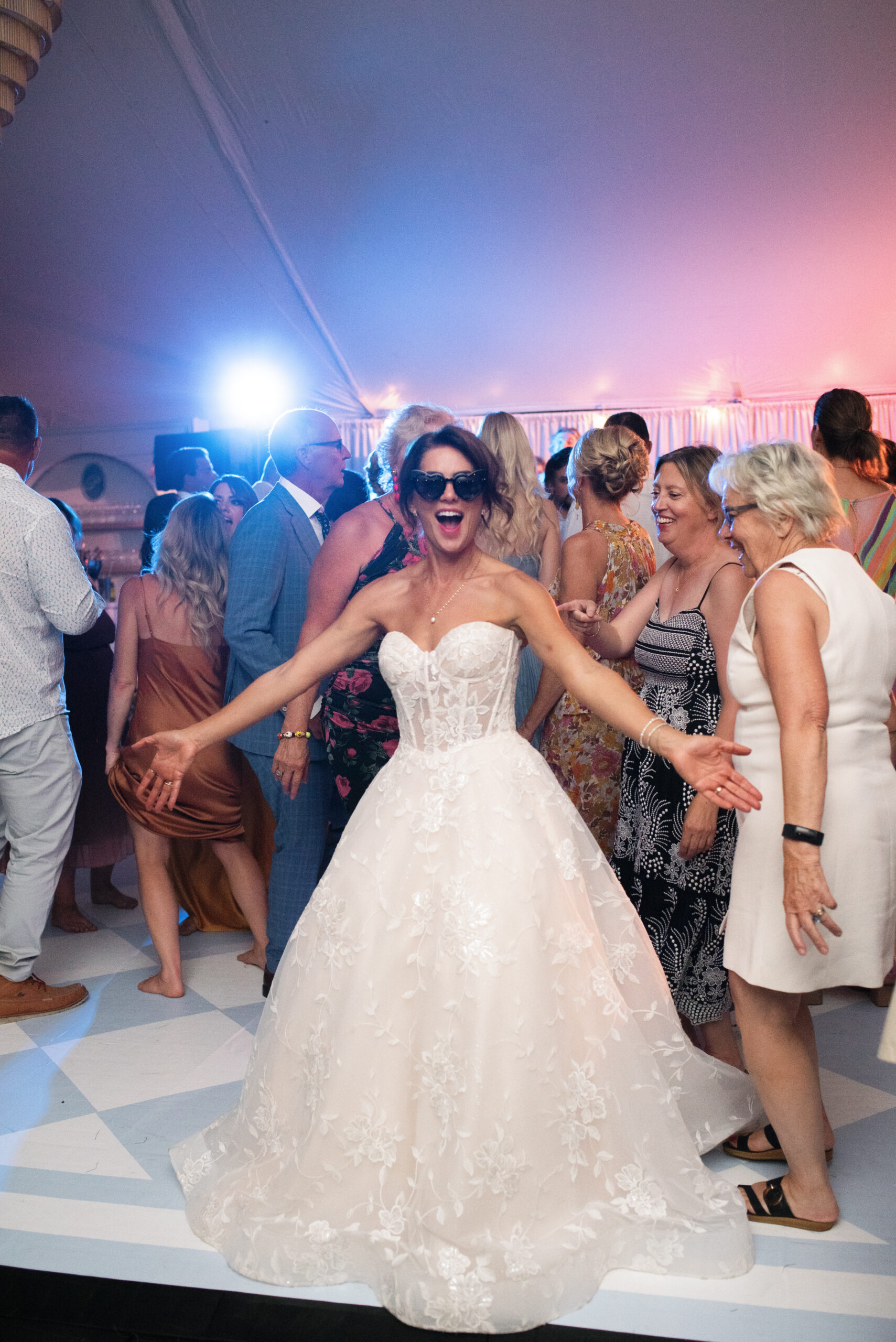 Jillian Harris in strapless wedding dress