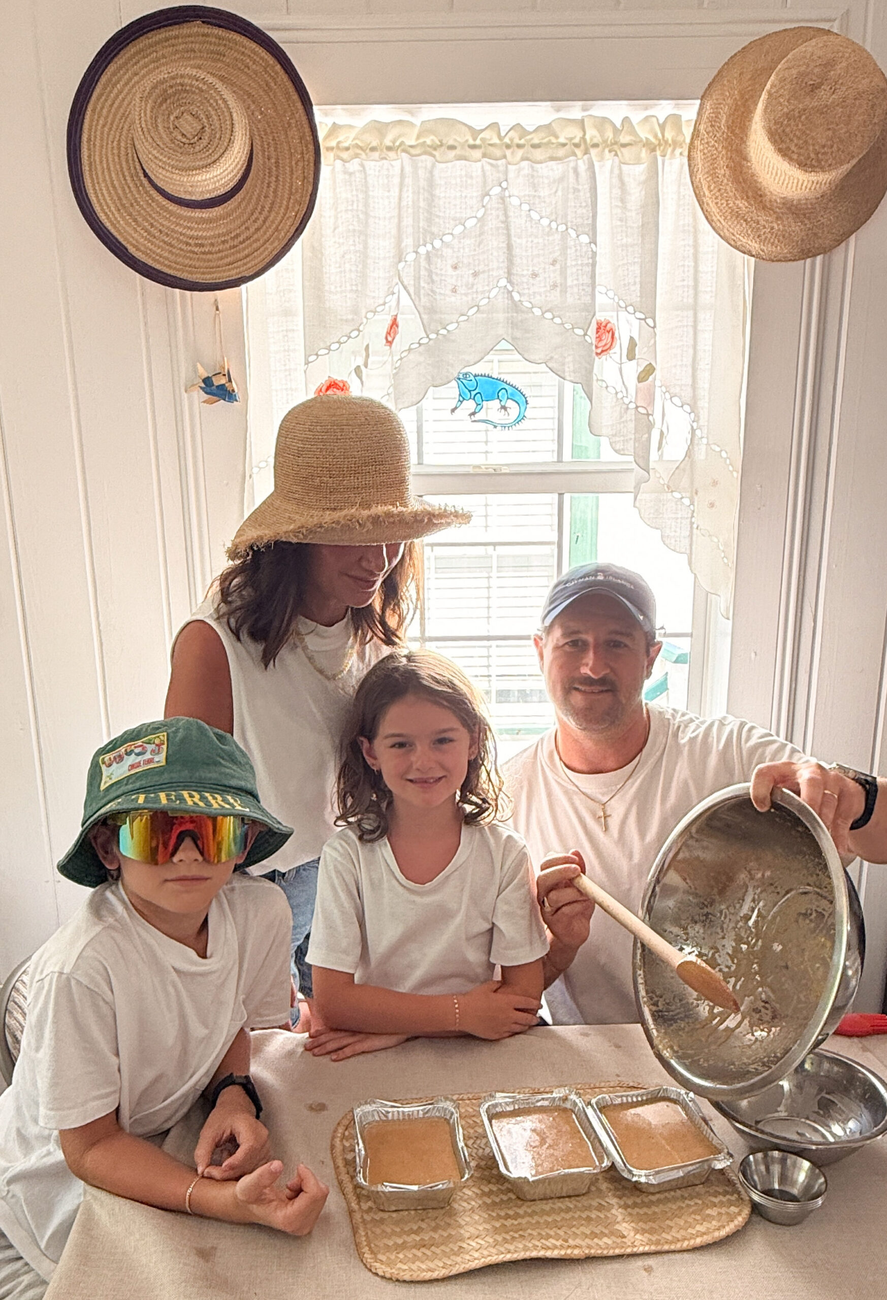 Jillian and family making Cassava Cake in Cayman