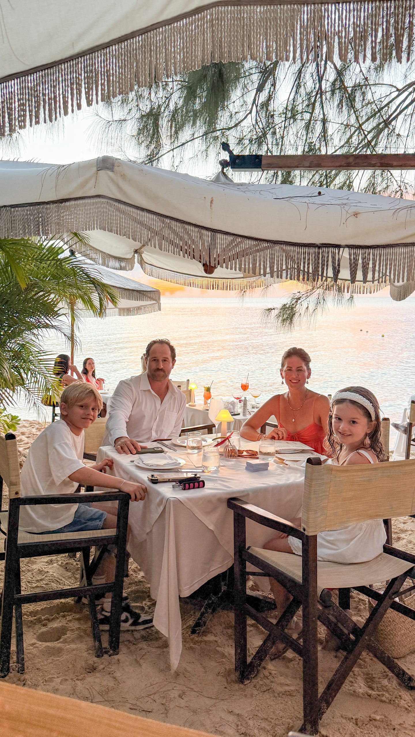 Jillian, Justin and kids enjoying dinner at Tillies at Palm Heights